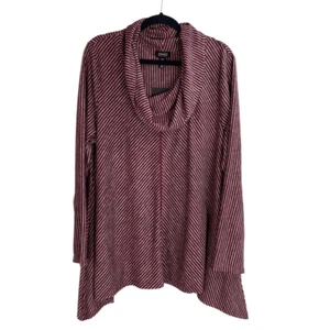 Jones New York Glühweingrau Streifen Wasserfallausschnitt Langarm Pullover Größe 2X Neu mit Etikett - Bild 1 von 8