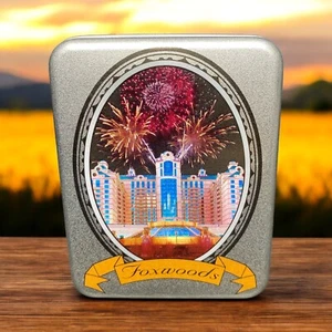 Foxwoods Resort Casino PVC Poker Size Playing Cards Sealed Metal Tin Box - Picture 1 of 8