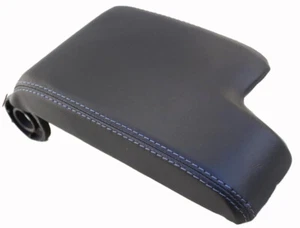 Fits 99-06 BMW E46 Black Vinyl w/Gray Stitch Center Console Lid Cover - Bild 1 von 6