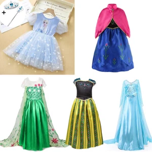 Frozen Princess Costume Dress Elsa Anna Role Play Cosplay - Picture 1 of 26