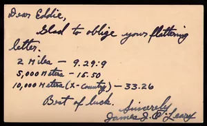 James J. O'Leary SIGNED GPC 1946 Track Star College of the Holy Cross WWII Vet. - Picture 1 of 2