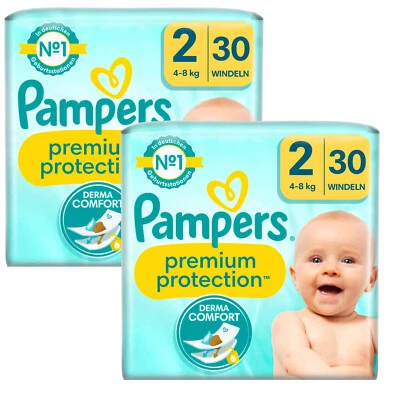 2x 35 Stück Pampers Premium Protection Größe 2 Mini 4-8kg Windeln new baby
