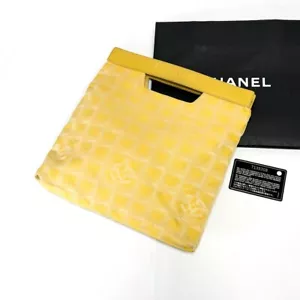 Authentic CHANEL New Travel Line Handbag Yellow Clutch Bag Made in France - Picture 1 of 8
