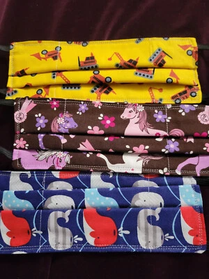 HANDMADE FACE MASK SET OF 3 COTTON MULTICOLOR NWOT - Image 1 of 2