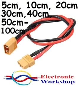 XT60 Extension Lead Wire Cable XT-60 Male-Female 10cm-100cm 1M. 14AWG UK Seller - Picture 1 of 20