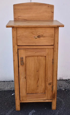 Antique Pine Nightstand with Removable Splashback Cover