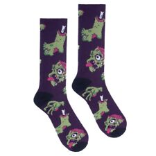 HALLOWEEN ZOMBIE PARTS ALL OVER STYLE PURPLE PAIR OF NOVELTY SOCKS
