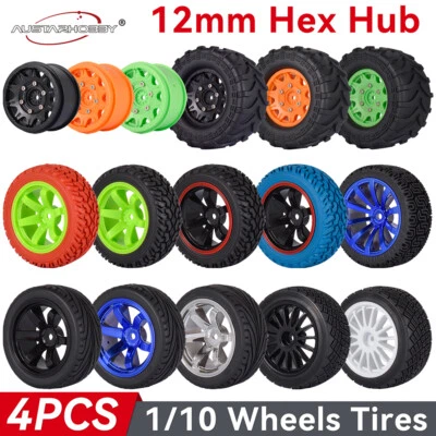 4x AUSTARHOBBY RC Gummireifen Rallye-Reifen 12mm Hex Wheels für 1/10 Traxxas Car - Bild 1 von 4