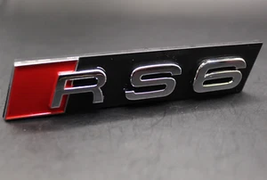 Chrome Silver RS6 Front Grille Stick-On Badge Fit For AUDI - Picture 1 of 3