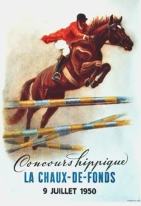 Póster original vintage de HORSE RACES LA CHAUX-DE-FONDS 1950 - Imagen 1 de 1