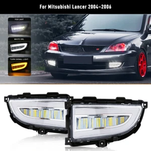 For 2004-2006 Mitsubishi Lancer LED DRL Fog Light Daytime Running Lamp w/ Turn - Picture 1 of 8