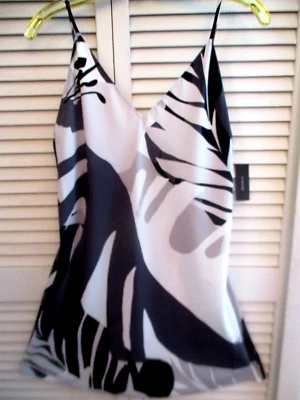 CAMISÓN NATORI CHEMISE SLIP PORTOFINO BLANCO NEGRO GRIS ESTAMPADO POLI TALLA M NUEVO Foto 1 de 4