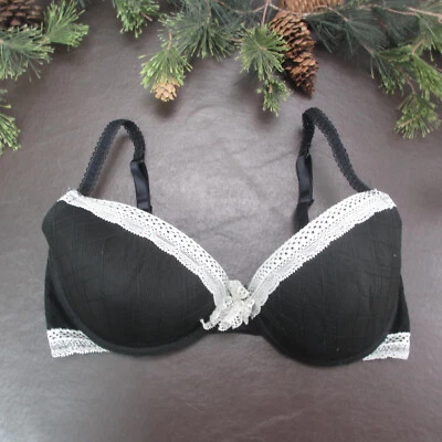 Sujetador Gilligan & O'Malley 34D Negro Encaje Acolchado Con Aros Cierre Ajustable Espalda Foto 1 de 4