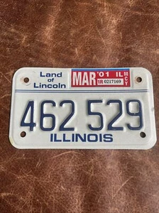 Matrícula de motocicleta de colección Illinois 🏍️ 1991 Land of Lincoln # 462 529 - Imagen 1 de 5