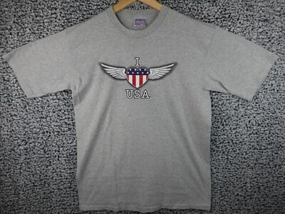 All Sport Events Heavyweight/Preshrunk I Love USA Heart and Wings Size Large Gre - Image 1 of 4