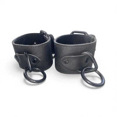 Todo Cuero 2” Ancho Negro Hebilla Puños Par Piel de Cordero Interior Ropa de Juegos con disfraces  Foto 1 de 4