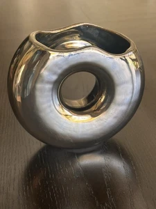Salamat Wave Vase Chrome Glaze Rare Vintage 5 1/2” - Picture 1 of 7