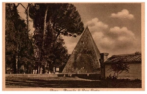Vintage Postcard Rome Pyramid of Cestius Italy Trees and Stone Wall - Picture 1 of 2
