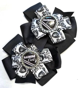 Hermosos arcos de coleta inspirados en Las Vegas Raiders (Raiders Girl) para niñas. - Imagen 1 de 2