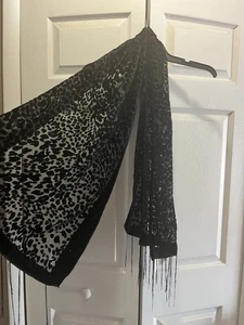 Animal Print Women’s Black Scarf 100% Polyester Vintage - Picture 1 of 10