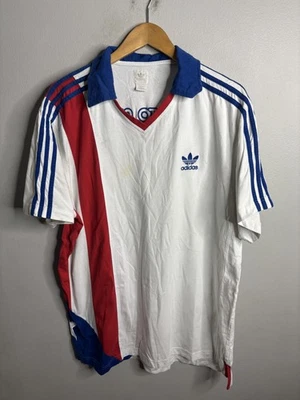 Adidas Puerto Rico Camisa Para Hombres XL Blanco Rojo Azul Camiseta de Fútbol Trifolio 3 Rayas Foto 1 de 4