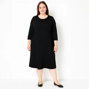 LOLOGO by Lori Goldstein schwarzes Jersey 3/4 Arm Midikleid - Größe M  - Bild 1 von 6