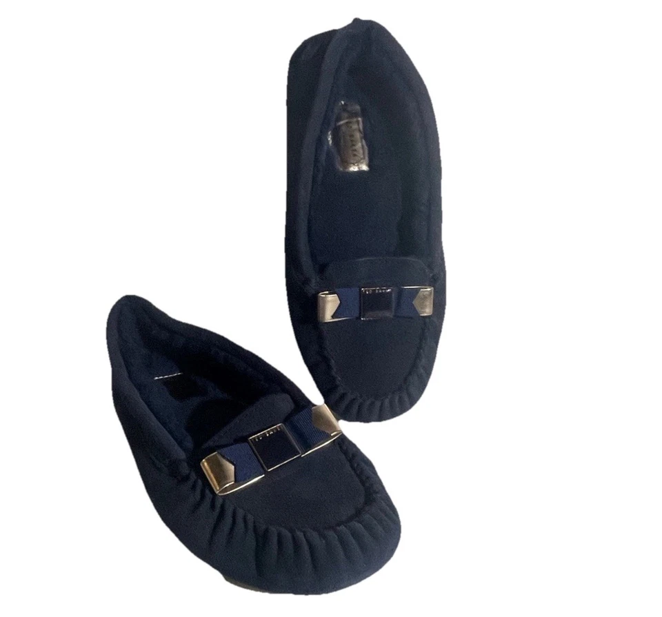 Zapatillas Ted Baker Sarsone para mujer talla 8 39 azul marino imitación piel gamuza lazo sin cordones Foto 1 de 4