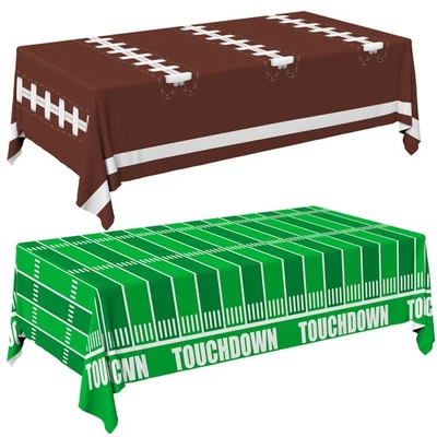 Football Party Decorations - Disposable Tablecloths for Birthday Games, 2 Pack - Image 1 of 4