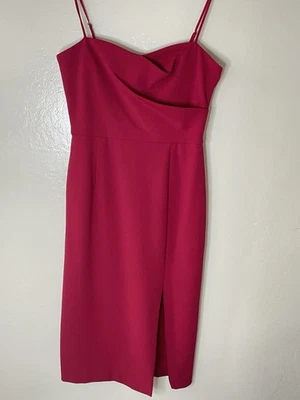 Vestido midi rojo con tirantes de espagueti talla M vestido ceñido al cuerpo dress the poblation Foto 1 de 4