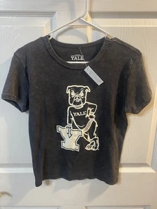Damen-T-Shirt Größe Large schwarz Acid Wash Yale - Bild 1 von 6