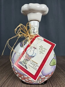 Carrie Olsen Garrard Chef Dekanter mit Etikett, handbemalte Flasche - schön! 9,5" - Bild 1 von 8