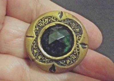 Vintage Faceted Green Jewel Button - Multi Borders (4927) - Image 1 of 4