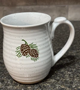 Cape Shore Weekender Coffee Tea Mug Cup, Pine Cone, White, Log Cabin Made in USA - Picture 1 of 6