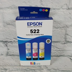 Epson T522 Multi-Color Ink Bottle Pack Cyan Magenta Yellow T522520-S EXP 09/29 - Picture 1 of 7