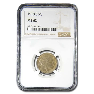 1918-S Buffalo Nickel MS-62 NGC - Image 1 of 3