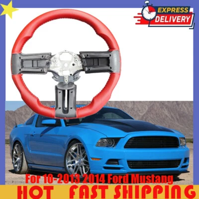 Leather Steering Wheel Red DR3Z-3600-EC For 10-2013 2014 Ford Mustang - Image 1 of 4
