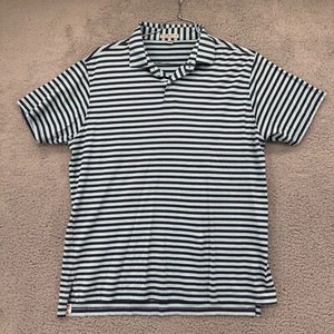 Peter Millar Polo Shirt Mens Large Contemporary Fit Blue Striped Short Sleeve - Picture 1 of 9