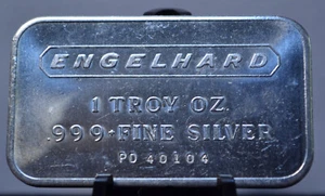 VINTAGE ENGELHARD 1 OZT .999 FINE SILVER BAR TEXTURED BACK SERIAL#PD40104 - Picture 1 of 2