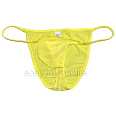 Para hombres Brillantes Escasa Calzoncillos Ropa Interior Bolsa Cuerda Sexy Hielo Seda Bikini Calzoncillo Foto 1 de 4