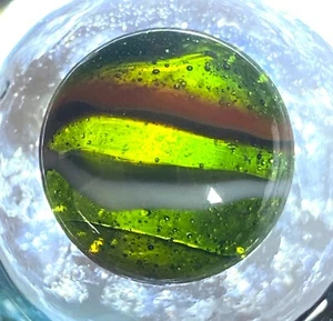 RARE MARBLE KING HYBRID WASP TRANSPARENT BASE WITH COLORFUL BANDS .61" M219 - Picture 1 of 11