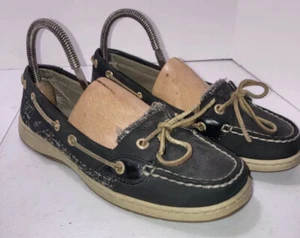 Mujer Sperrys negro tejido talla 8 zapato de barco - Imagen 1 de 5