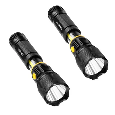 TORCHSTAR 2-Pack LED Flashlight + Work Light, Magnetic Base, Battery Operate