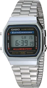 Casio A168W-1 Men's Vintage Metal Band Illuminator Chronograph Alarm Watch - Picture 1 of 2
