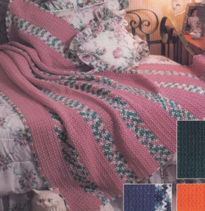 Afghan Crochet Pattern GARDEN STRIPES One-Piece Classics - Picture 1 of 2