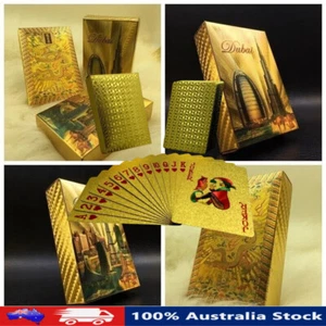 Waterproof PVC Poker Playing Cards Set Games Deck Pokers Gold Plated Magic Tool - Picture 1 of 18