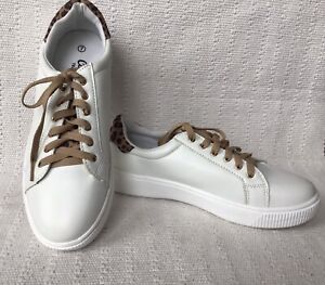 NEW Cotton Traders UK 7 Faux Leather Trainers Lace Up Sneakers