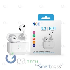 NCC Headset Bluetooth Noise Cancelling Hifi Earphones True Wi T11 White - Picture 1 of 1