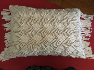 Macrame fringed decorative pillow - Picture 1 of 3