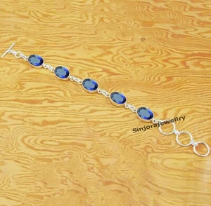 Tanzanite Gemstone 925 Sterling Silver handmade Adjustable Bracelet 7" to 8" - Picture 1 of 4