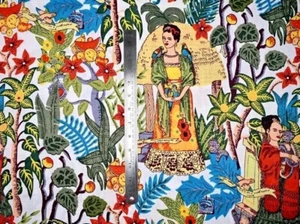 Frida Kahlo Handmade Fabric 7 Yard Cotton Crafts Sewing Fabric New White fabric - Picture 1 of 6